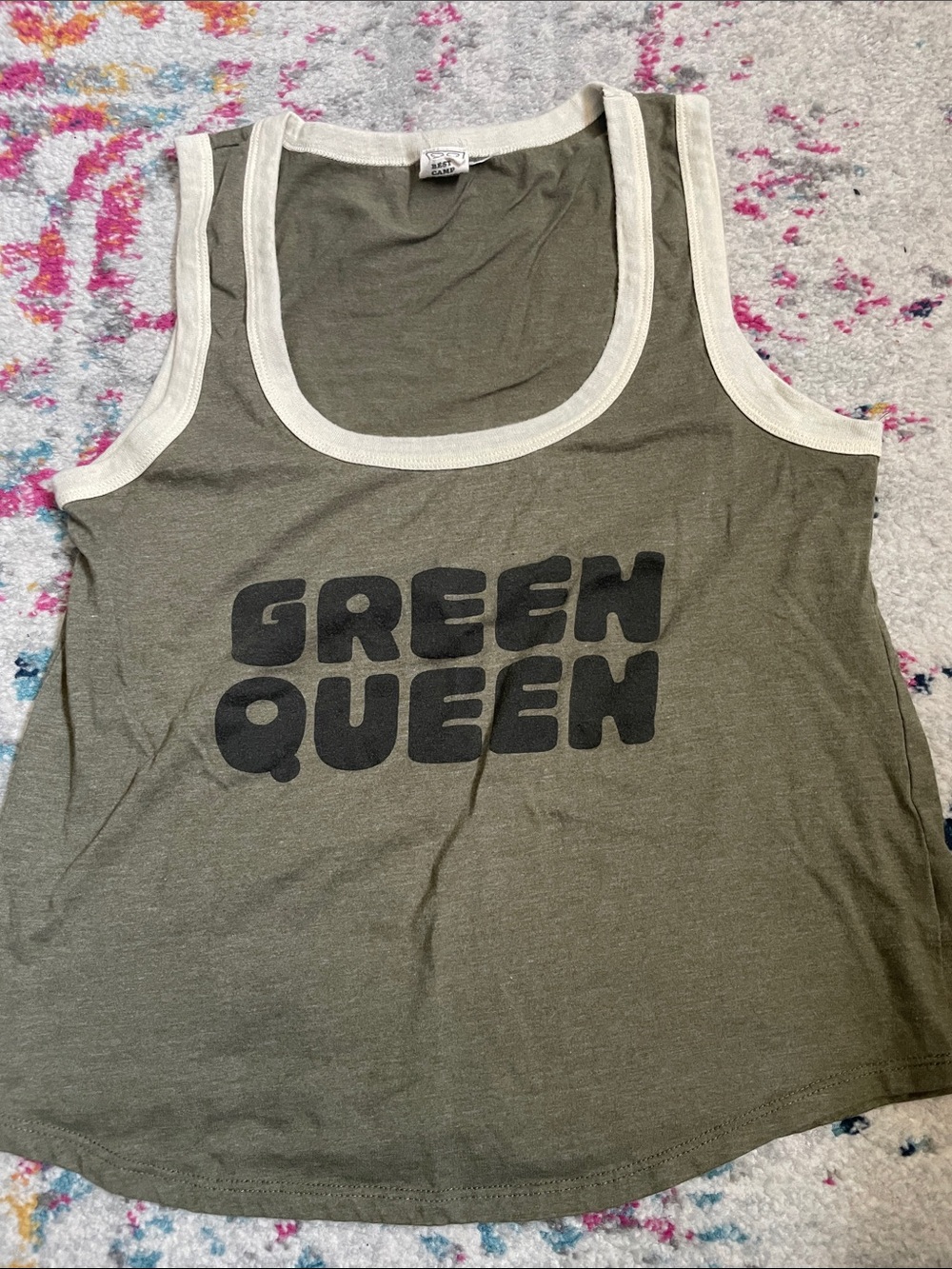CAMP COLLECTION Green Queen Tank Top Camo Green and Tan